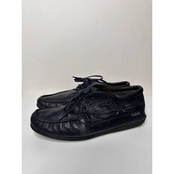Russell & Bromley Leather Moccassin Loafer Lace Up Mid Top Navy LaceUp Driver 42 - Picture 1 of 12